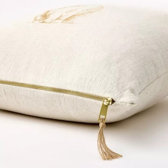 Threshold Studio McGee Embroidered Bunny Square Throw Pillow Linen/Brown -Target - Picture 3 of 5